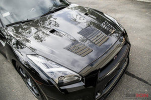 1870.00 SEIBON Carbon Fiber Hood Nissan GT-R R35 (09-16) DS/DV/ES/GT/GTII/OE/MS/VSII Style - Redline360