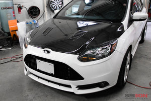 744.00 SEIBON Carbon Fiber Hood Ford Focus (2012-2014) OEM or RS Style - Redline360