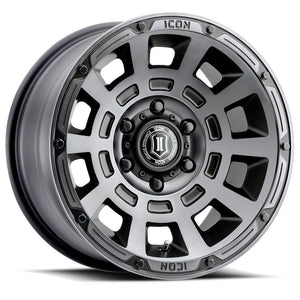 314.99 ICON Alloys Thrust Wheels (17x8.5" 5x4.5 0mm Offset) Satin Black or Smoke Satin Black - Redline360