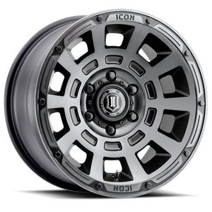 314.99 ICON Alloys Thrust Wheels (17x8.5" 6x120 0mm Offset) Satin Black or Smoke Satin Black - Redline360