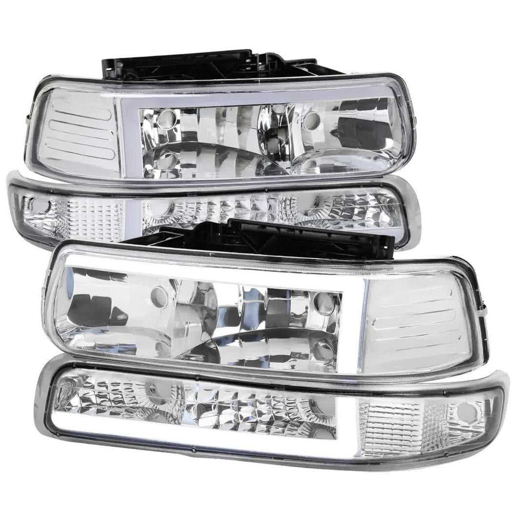 205.00 Spec-D Crystal Headlights Chevy Silverado 1500HD/2500HD/3500 (99-02) LED Bar & Bumper Lights-  Clear or Smoke - Redline360