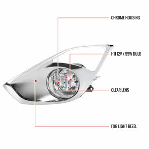 67.00 Spec-D OEM Fog Lights Toyota Avalon (2013-2015) Chrome Housing - Clear Lens - Redline360