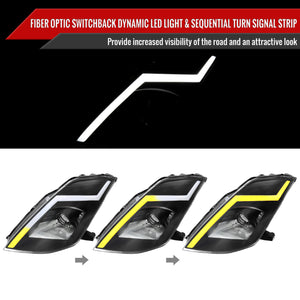 Spec-D Projector Headlights Nissan 350Z w/ HID (03-09) Switchback Sequential Animated LED Bar