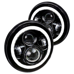 99.00 Spec-D Projector Headlights Jeep Wrangler [7" Halo LED] (Round) Black or Chrome - Redline360