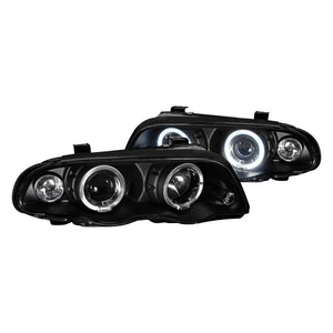 189.95 Spec-D Projector Headlights BMW 323i 325i 328i 330i E46 Sedan (99-01) Dual Halo LED - Black or Chrome - Redline360
