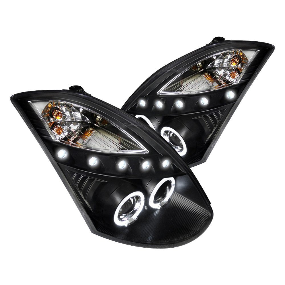 Spec-D Projector Headlights Infiniti G35 Coupe (03-07) Dual Halo Black /  Chrome / Smoke