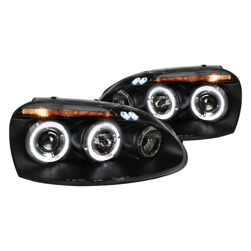 Spec-D Tuning LED Black Projector Headlights Compatible with 2006-2008 Audi  A4 All, Left + Right Pair Headlamps Assembly