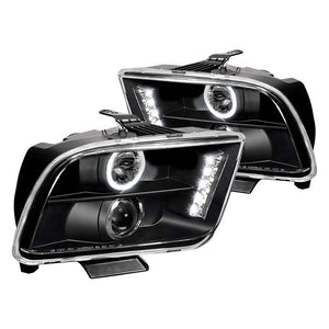 169.95 Spec-D Projector Headlights Ford Mustang (05-09) w/ Halo & LED Strip - Black or Chrome - Redline360