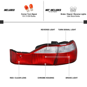 119.95 Spec-D Tail Lights Honda Accord Sedan (1998-1999-2000) Red/Clear - Redline360