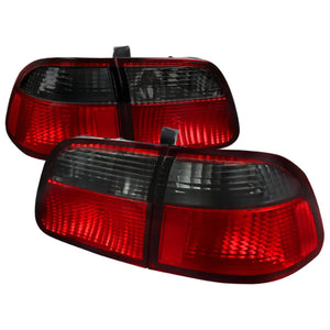 128.00 Spec-D Tail Lights Honda Civic Sedan EM1 (1999-2000) Chrome Housing/Red Smoke Lens - Redline360