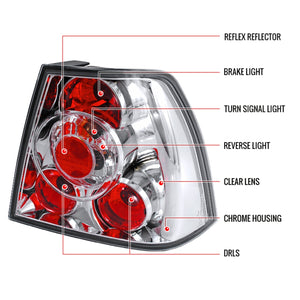 99.99 Spec-D Replacement Tail Lights VW Jetta MK4 (99-04) Altezza Chrome/Clear or Black - Redline360