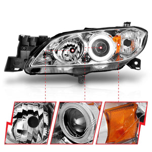 Anzo Projector Headlights Mazda3 Sedan (04-08) [w/ SMD LED Halo] Black or Chrome Housing