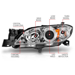 Anzo Projector Headlights Mazda3 Sedan (04-08) [w/ SMD LED Halo] Black or Chrome Housing