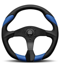 Load image into Gallery viewer, 159.95 MOMO Steering Wheel (Quark - Leather - 350mm) Black / Red / Blue - Redline360 Alternate Image