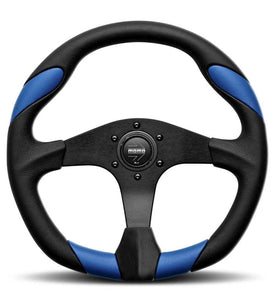 159.95 MOMO Steering Wheel (Quark - Leather - 350mm) Black / Red / Blue - Redline360