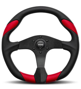 159.95 MOMO Steering Wheel (Quark - Leather - 350mm) Black / Red / Blue - Redline360