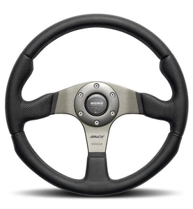 199.95 MOMO Steering Wheel (Race - Leather - Black / Gray) 320mm / 350mm - Redline360