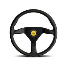 Load image into Gallery viewer, MOMO Steering Wheel (Montecarlo - Leather - Black / Red / Yellow / Blue Stitch) 320mm / 350mm Alternate Image