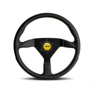 MOMO Steering Wheel (Montecarlo - Leather - Black / Red / Yellow / Blue Stitch) 320mm / 350mm