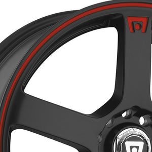 117.00 Motegi Racing MR116 Wheels (15x6.5 5X100 +40) Gloss Black / Silver / Matte Black w/ Red Racing Stripe - Redline360