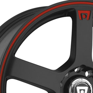 154.80 Motegi Racing MR116 Wheels (17x7 4X108 +40) Matte Black w/ Red Stripe - Redline360