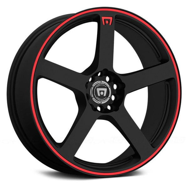 Motegi Racing MR116 Wheels (18x8 5x108 +45) Gloss Black or Matte Black w/  Red Racing Stripe