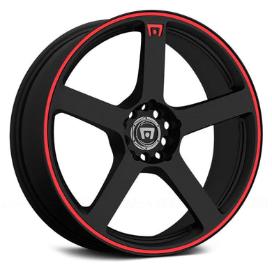 154.80 Motegi Racing MR116 Wheels (17x7 5x112 +40) Gloss Black or Matte Black w/ Red Racing Stripe - Redline360