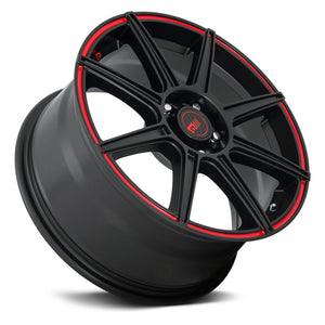 149.00 Motegi Racing MR142 CS8 Wheels (15x6.5 4x100/4x108 +40) Satin Black or Satin Black w/ Red Stripe - Redline360