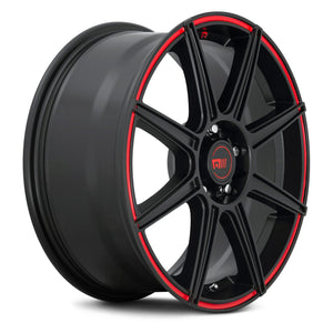 149.00 Motegi Racing MR142 CS8 Wheels (15x6.5 4x100/4x114.3 +40) Satin Black or Satin Black w/ Red Stripe - Redline360