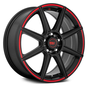 171.00 Motegi Racing MR142 CS8 Wheels (16x7 5x112 +40) Satin Black or Satin Black w/ Red Stripe - Redline360