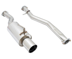 Megan Racing Exhaust Infiniti G35 Coupe (03-07) Single Exit N1 Muffler - Polished/Blue Burnt