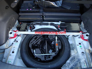 74.95 Megan Racing Strut Bar Subaru WRX (08-10) STi (08-14) [Rear - Race Spec] Polished Upper - Redline360