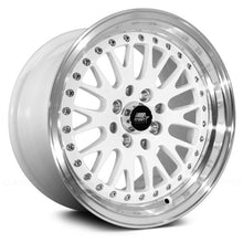 Load image into Gallery viewer, 189.95 MST MT10 Wheels (15x8 4x100/4x114.3 +25 Offset) White w/ Machined Face &amp; Chrome/Gold Rivets - Redline360 Alternate Image