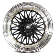 Load image into Gallery viewer, 189.95 MST MT13 Wheels (15x8.0 4x100/4x108 +20 Offset) Black w/ Machined Lip Gold Rivets - Redline360 Alternate Image