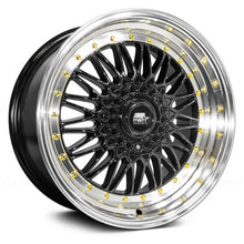 Load image into Gallery viewer, 189.95 MST MT13 Wheels (15x8.0 4x100/4x108 +20 Offset) Black w/ Machined Lip Gold Rivets - Redline360 Alternate Image