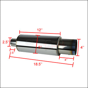 47.95 Spec-D N1 Style Muffler (Blue Burnt or Chrome Tip) 2.5" Muffler w/ Silencer - Redline360