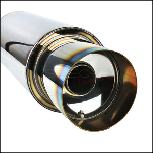 47.95 Spec-D N1 Style Muffler (Blue Burnt or Chrome Tip) 2.5" Muffler w/ Silencer - Redline360