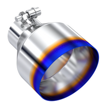 Load image into Gallery viewer, MBRP Exhaust Tip [2.5" ID / 5" OD Out / 6.5" Long / Angle Cut Single Wall] T304 Stainless / Burnt End / Carbon Fiber - Burnt End Tip Alternate Image