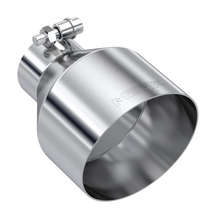 Load image into Gallery viewer, MBRP Exhaust Tip [2.5" ID / 5" OD Out / 6.5" Long / Angle Cut Single Wall] T304 Stainless / Burnt End / Carbon Fiber - T304 Stainless Steel Tip Alternate Image