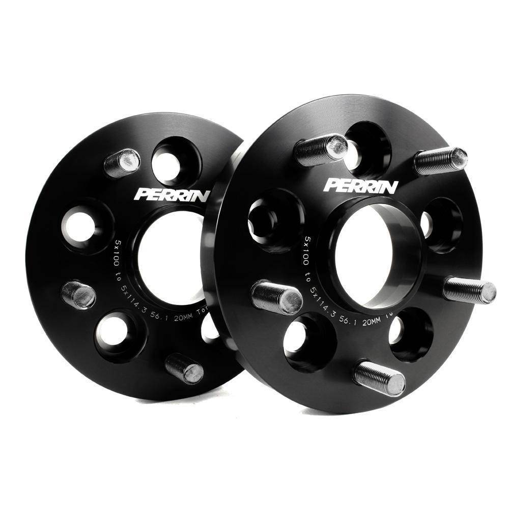 Perrin Performance PSP-WHL-220BK 5 x 100 to 5 x 114.3 mm & 20 mm Bolt-On Type Wheel Adapter with 56 mm Hub - Set of 2