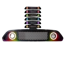 Load image into Gallery viewer, Winjet Halo Style Upper Grill Ford Mustang S550 (15-17) White Or RGB DRL Ring &amp; Optional Fog Lights CGRNG0613 - RGB Color Changing Halo DRL Alternate Image