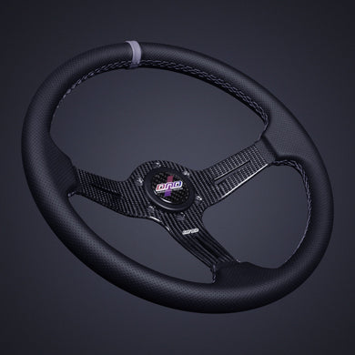 274.95 DND Carbon Fiber Race Steering Wheel (60mm Deep, 350mm) 6 Bolt - Gray / Purple / Red - Redline360