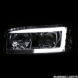 303.90 Spyder V2 Projector Headlights GMC Sierra 1500/2500/3500 (99-06) Sierra Denali (02-07) w/ Light Bar DRL - Chrome - Redline360