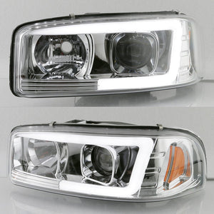 303.90 Spyder V2 Projector Headlights GMC Sierra 1500/2500/3500 (99-06) Sierra Denali (02-07) w/ Light Bar DRL - Chrome - Redline360