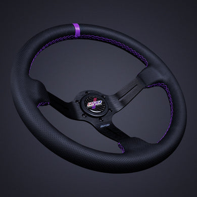 154.95 DND Full Color Alcantara Race Steering Wheel (75mm Deep, 350mm) 6 Bolt - Perforated Leather - Redline360
