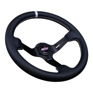 154.95 DND Full Color Alcantara Race Steering Wheel (75mm Deep, 350mm) 6 Bolt - Perforated Leather - Redline360