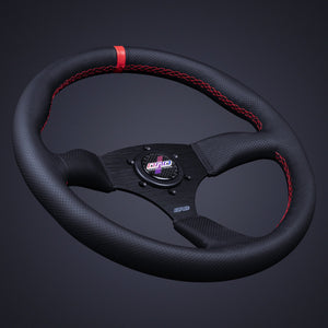 154.95 DND Full Color Alcantara Touring Steering Wheel (50mm Deep, 350mm) 6 Bolt - Perforated Leather - Redline360