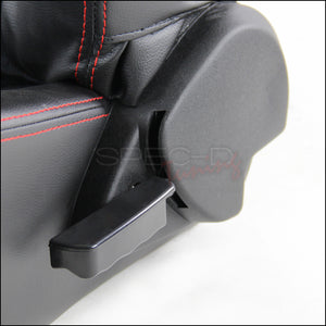 245.00 Spec-D Racing Seats [Black Suede / Red Stitch - Reclining Pair) Gray Accents - Redline360