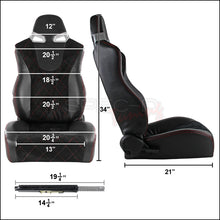 Load image into Gallery viewer, 245.00 Spec-D Racing Seats [Black Suede / Red Stitch - Reclining Pair) Gray Accents - Redline360 Alternate Image
