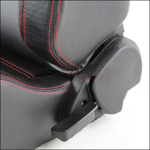 249.00 Spec-D Racing Seats [Black/Red Stitch PVC Leather) Driver / Passenger Pair - Redline360